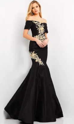 Jovani - 04814 Short Sleeve Off Shoulder Embroidered Trumpet Dress -Hot Sale WEDDING Store jovani 04814 short sleeve off shoulder embroidered trumpet dress evening dresses 28133269241939