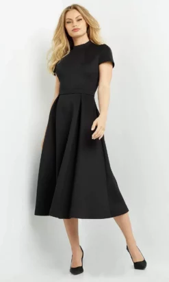 Jovani - 06782 Tea Length High Neck A-Line Dress
