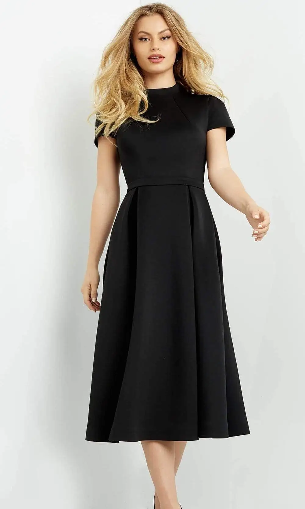 Jovani - 06782 Tea Length High Neck A-Line Dress 3 Jovani - 06782 Tea Length High Neck A-Line Dress - Image 3