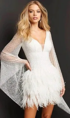 Jovani 07236 - Embellished Long Sleeve Short Dress -Hot Sale WEDDING Store jovani 07236 embellished long sleeve short dress special occasion dress 30557994254419