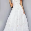 Jovani 07966 - Subtle Floral Straight Neck Gown