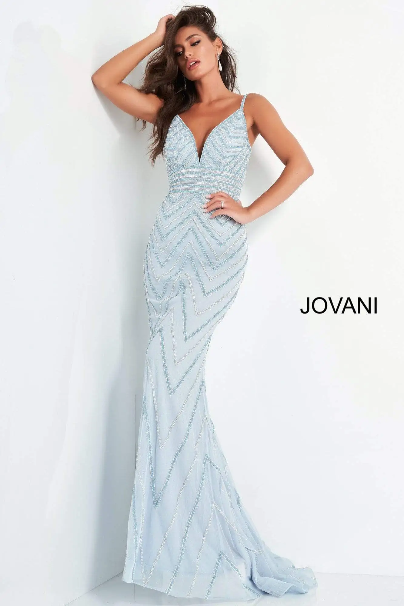 Jovani - 2267 Beaded Plunging V-Neck Sheath 5 Jovani - 2267 Beaded Plunging V-Neck Sheath - Image 5