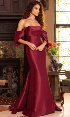 Jovani 23398 - Drape Sleeve Mermaid Evening Dress