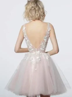 Jovani - 63987 Floral Appliqued A-Line Cocktail Dress -Hot Sale WEDDING Store jovani 63987 floral appliqued a line cocktail dress cocktail dresses 11058287476819