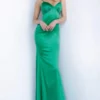 Jovani - 67862 Satin V-neck Trumpet Dress With Train