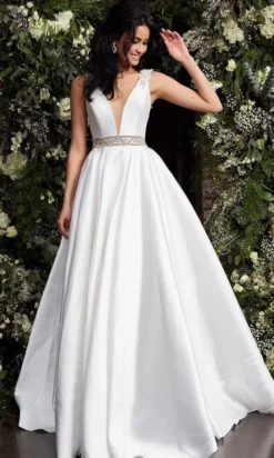 Jovani Bridal - JB2491 Sleeveless Beaded Waist Bridal Gown