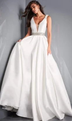 Jovani Bridal - JB2491 Sleeveless Beaded Waist Bridal Gown -Hot Sale WEDDING Store jovani bridal jb2491 sleeveless beaded waist bridal gown bridal dresses 28325737201747