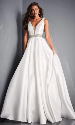 Jovani Bridal - JB2491 Sleeveless Beaded Waist Bridal Gown -Hot Sale WEDDING Store jovani bridal jb2491 sleeveless beaded waist bridal gown bridal dresses 28325737234515