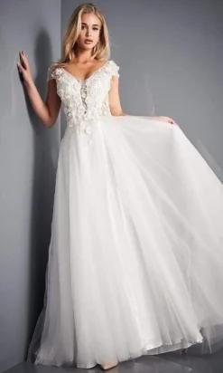 Jovani Bridal - JB64168 Floral Appliqued Tulle A-Line Gown -Hot Sale WEDDING Store jovani bridal jb64168 floral appliqued tulle a line gown bridal dresses 28327306952787