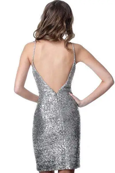JVN By Jovani - JVN1112 Sequined Halter Neck Fitted Dress 2 JVN By Jovani - JVN1112 Sequined Halter Neck Fitted Dress - Image 2