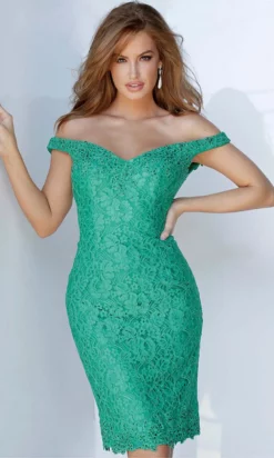 JVN By Jovani - JVN62568 Lace Off Shoulder Fitted Cocktail Dress