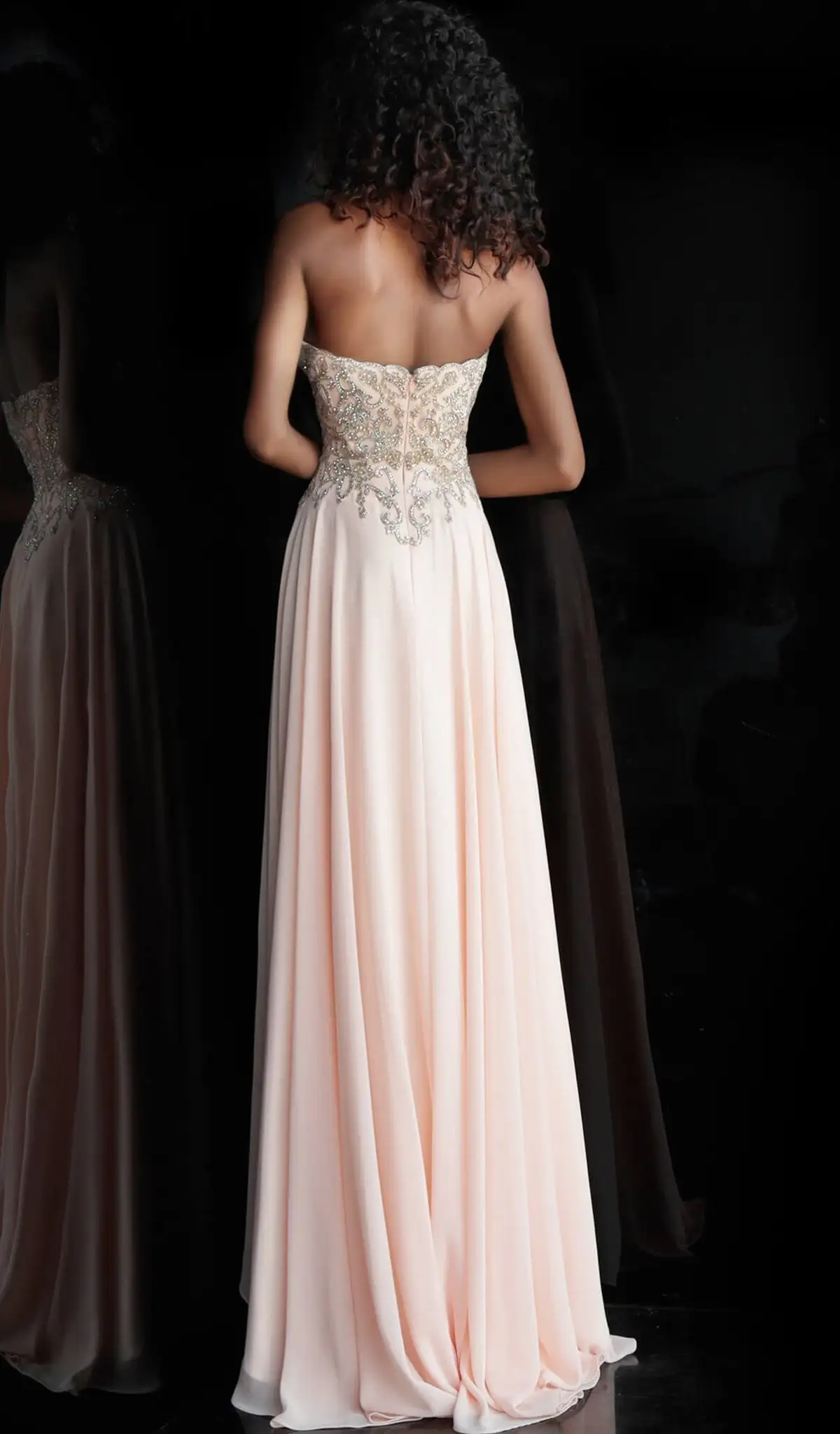 JVN By Jovani - JVN63749 Strapless Embroidered Straight Across A-line Dress 2 JVN By Jovani - JVN63749 Strapless Embroidered Straight Across A-line Dress - Image 2