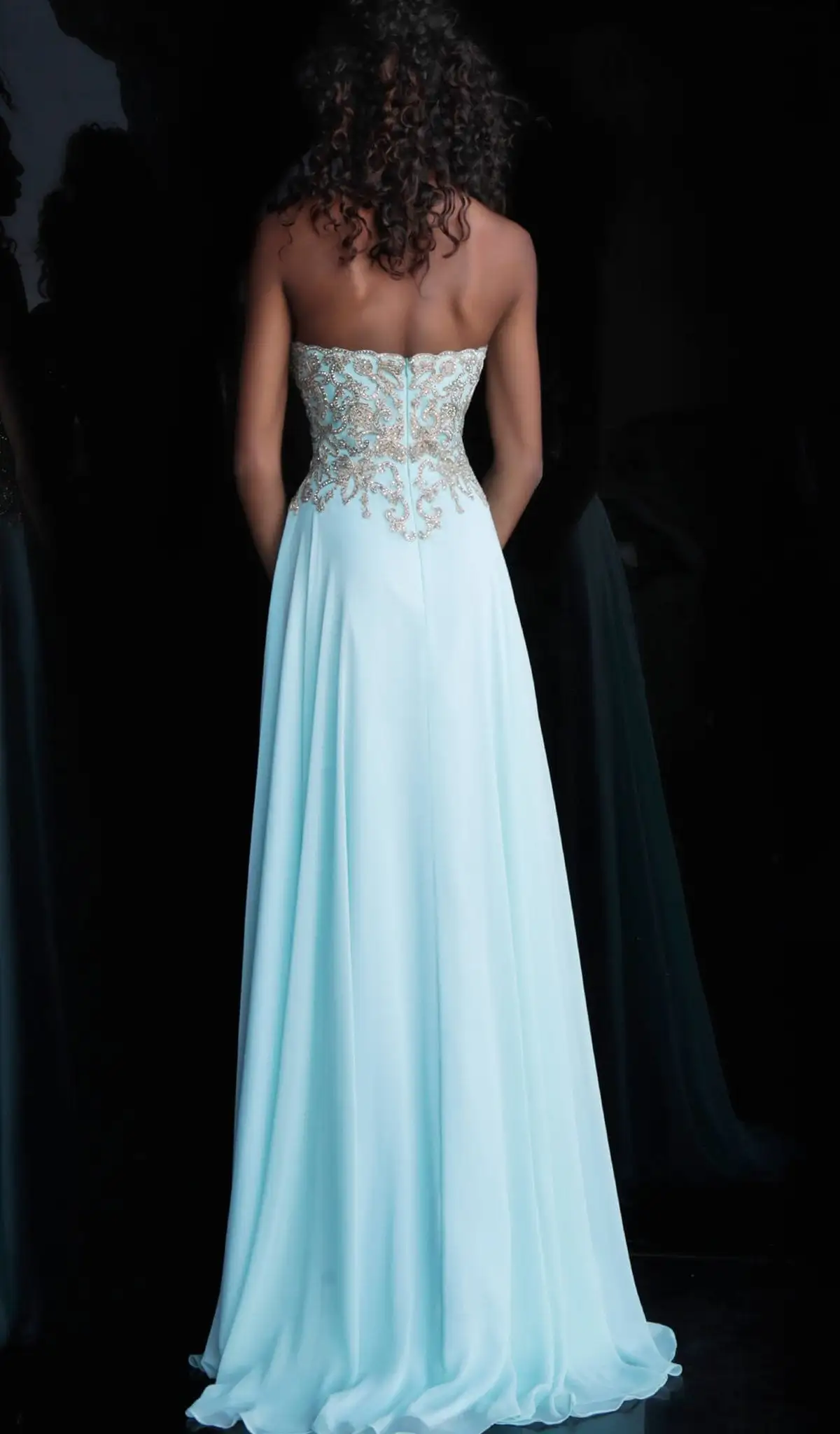 JVN By Jovani - JVN63749 Strapless Embroidered Straight Across A-line Dress 4 JVN By Jovani - JVN63749 Strapless Embroidered Straight Across A-line Dress - Image 4