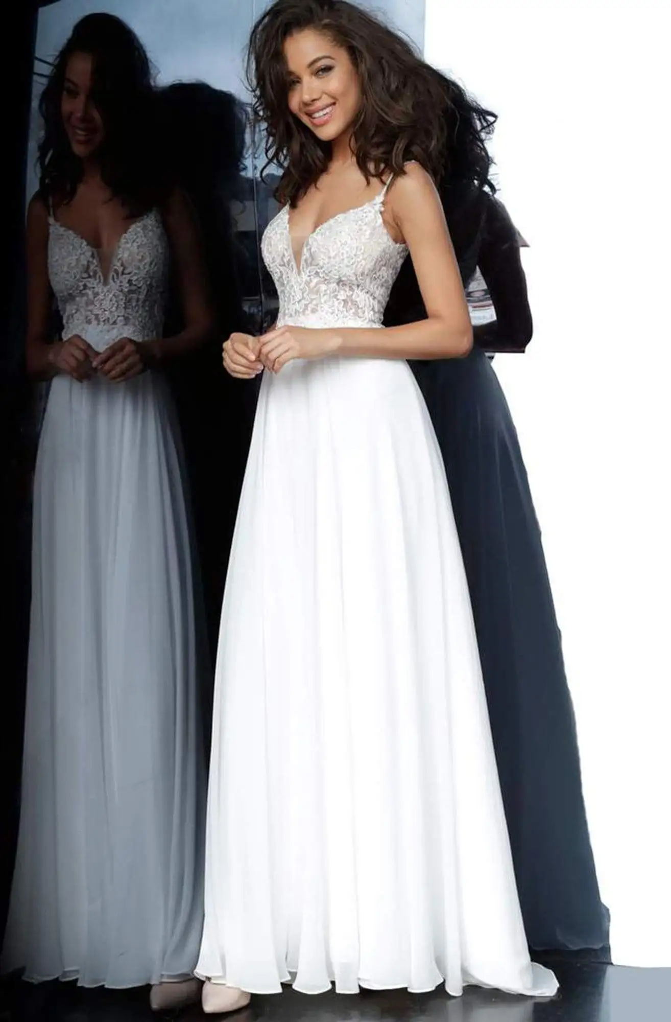 JVN By Jovani - Long Lace Bodice A-Line Dress JVN62568SC - 1 Pc Off White In Size 10 Available 1 JVN By Jovani - Long Lace Bodice A-Line Dress JVN62568SC - 1 Pc Off White In Size 10 Available