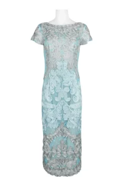 JS Collections 865626 - Two-Toned Lace Embroidered Midi Dress -Hot Sale WEDDING Store js collections 865626 two toned lace embroidered midi dress cocktail dresses 30458770620499