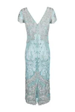 JS Collections 865626 - Two-Toned Lace Embroidered Midi Dress -Hot Sale WEDDING Store js collections 865626 two toned lace embroidered midi dress cocktail dresses 30458771308627