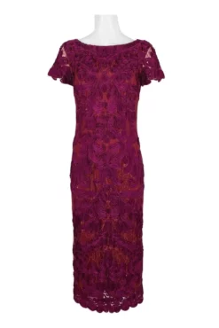 JS Collections 865626 - Two-Toned Lace Embroidered Midi Dress -Hot Sale WEDDING Store js collections 865626 two toned lace embroidered midi dress cocktail dresses 30458776649811