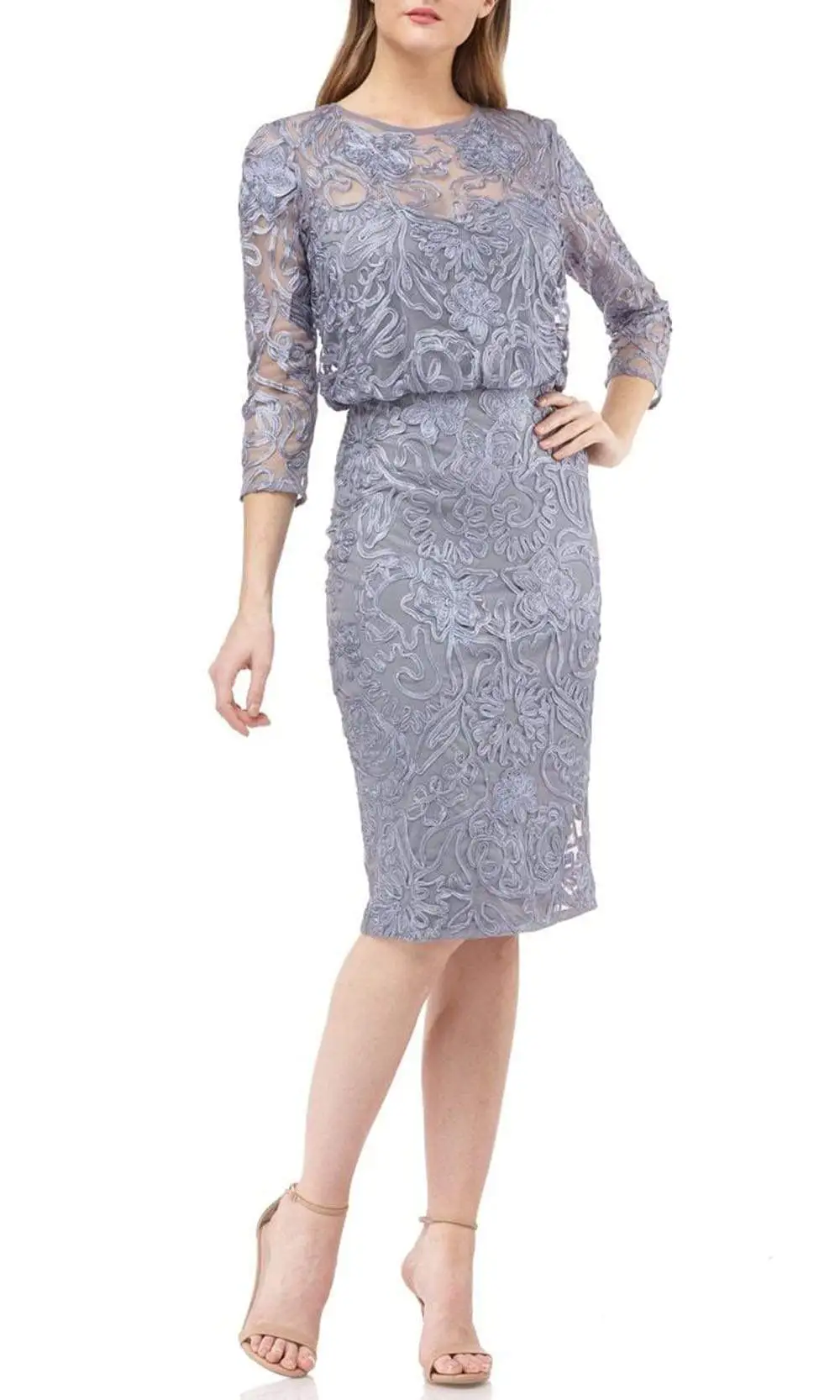 JS Collections - 866387 Embroidered Illusion Cocktail Dress 3 JS Collections - 866387 Embroidered Illusion Cocktail Dress - Image 3