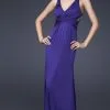 La Femme 16152SC Deep V-neckline With Strappy Back Evening Dress - 1 Pc Majestic Purple In Size 0 Available