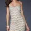 La Femme - 17493 Flirty Beaded Sweetheart Net Fabric Sheath Dress