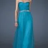 La Femme - 18656 Pleated Surplice Bodice Strapless Sweetheart Gown - 1 Pc. Peacock/Turquoise In Size 2 Available