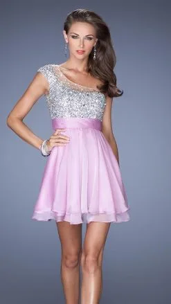 La Femme - 19456 Sparkling One-Shoulder Party Cocktail Dress