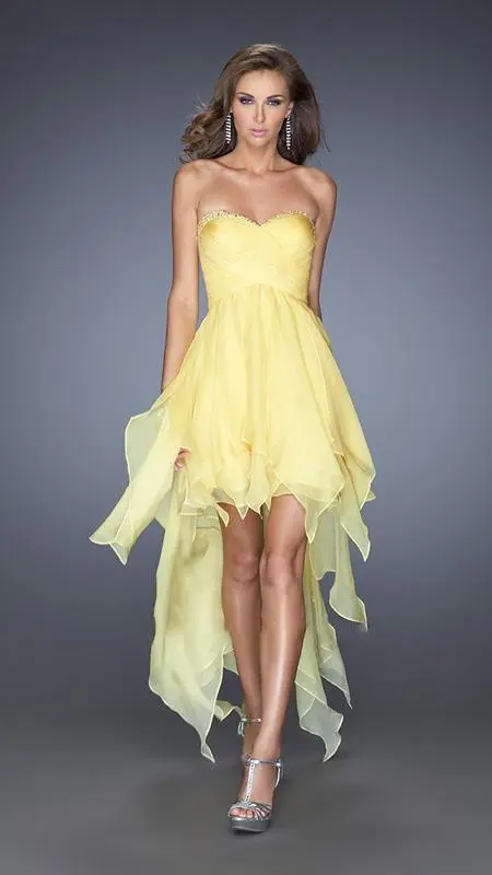 La Femme - 19634 Enchanting Ruched Sweetheart High-Low Gown 4 La Femme - 19634 Enchanting Ruched Sweetheart High-Low Gown - Image 4