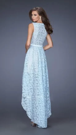 La Femme - 20113 Refined Lace High-Low Celebration Dress -Hot Sale WEDDING Store la femme 20113 refined lace high low celebration dress special occasion dress 5515292409913