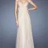 La Femme - 20122 Sleeveless Ruched Long Dress In Nude