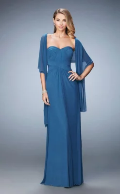La Femme - 23023 Strapless Ruched Sheath Long Dress With Shawl 7 La Femme - 23023 Strapless Ruched Sheath Long Dress With Shawl -Hot Sale WEDDING Store la femme 23023 strapless ruched sheath long dress with shawl mother of the bride dresses 0 slate blue 5514846109753