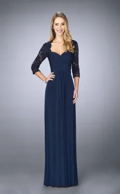La Femme - 23139 Lace Quarter Length Sleeves Sweetheart Long Dress -Hot Sale WEDDING Store la femme 23139 lace quarter length sleeves sweetheart long dress special occasion dress 4 navy 5514847256633