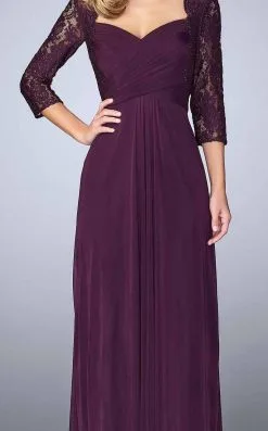 La Femme - 23139 Lace Quarter Length Sleeves Sweetheart Long Dress -Hot Sale WEDDING Store la femme 23139 lace quarter length sleeves sweetheart long dress special occasion dress 5514847191097