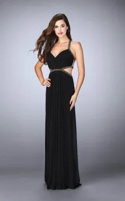 La Femme 23632SC Bejeweled Sweetheart Sexy Strapped Back Evening Gown - 1 Pc. Black In Size Black Available