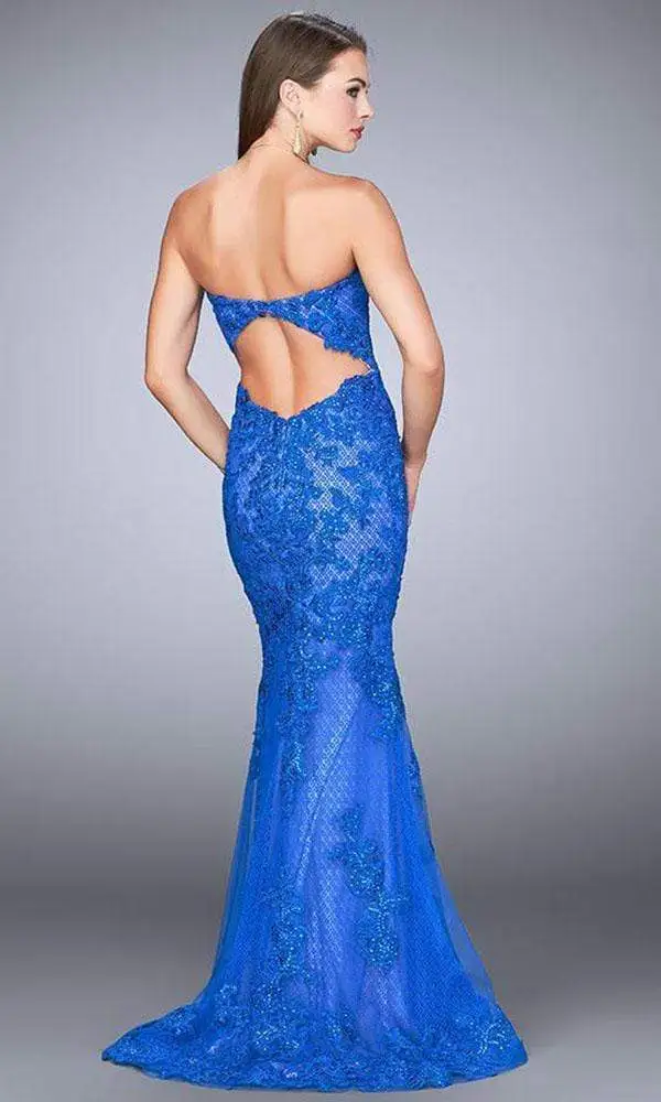 La Femme - 24106SC Beaded Lace Mermaid Dress - 1 Pc White In Size 00 Available 2 La Femme - 24106SC Beaded Lace Mermaid Dress - 1 Pc White In Size 00 Available - Image 2