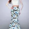 La Femme 24281SC Off-Shoulder Two-Piece Floral Gown - 1 Pc Blue/Multi In Size 6 Available