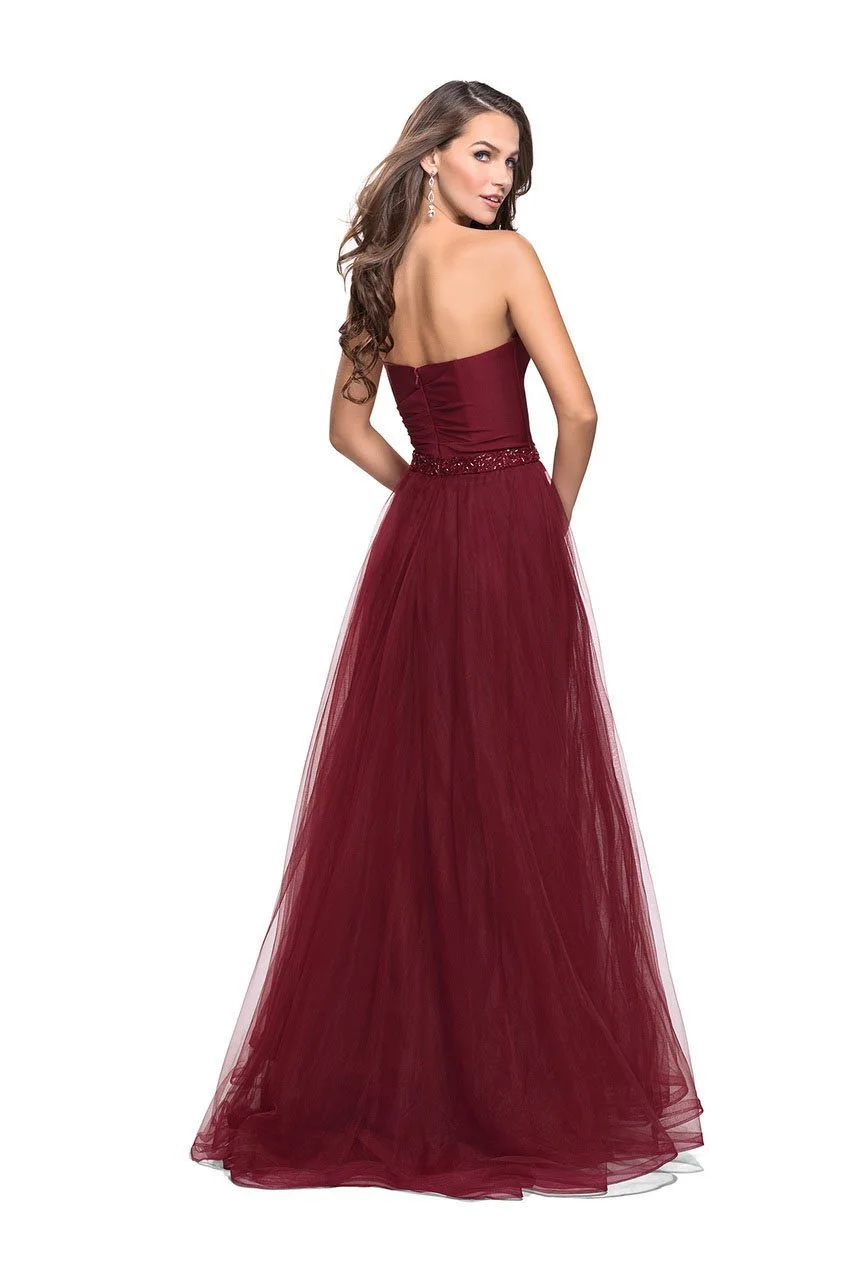 La Femme - 25809 Bead Embellished Tulle A-line Dress 2 La Femme - 25809 Bead Embellished Tulle A-line Dress - Image 2