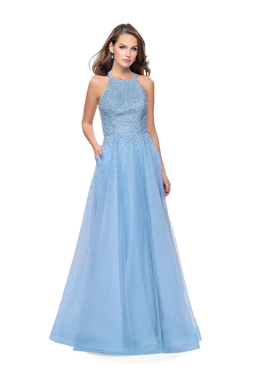 La Femme - 26250 Shimmering High Neck Tulle A-line Gown 3 La Femme - 26250 Shimmering High Neck Tulle A-line Gown - Image 3