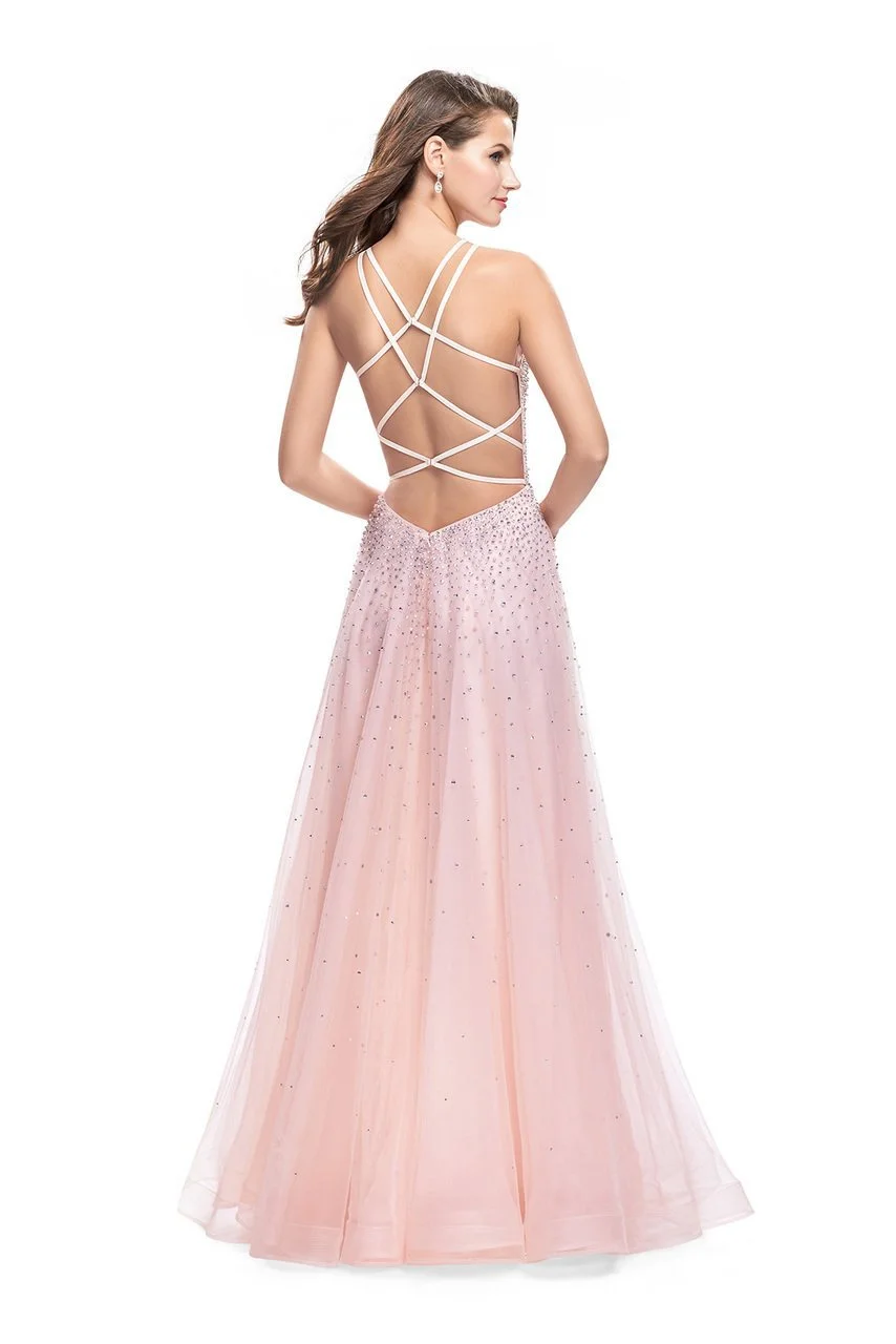 La Femme - 26250 Shimmering High Neck Tulle A-line Gown 2 La Femme - 26250 Shimmering High Neck Tulle A-line Gown - Image 2
