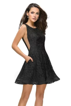 La Femme - 26616 Deep Scoop Back All Over Lace Short Dress -Hot Sale WEDDING Store la femme 26616 deep scoop back all over lace short dress homecoming dresses 5513901801529