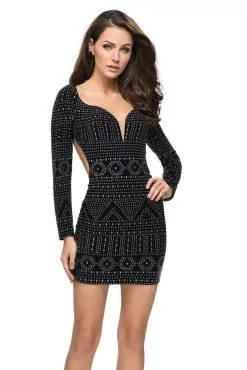 La Femme - 26672 Metallic Studded Deep V-neck Sheath Dress 7 La Femme - 26672 Metallic Studded Deep V-neck Sheath Dress -Hot Sale WEDDING Store la femme 26672 metallic studded deep v neck sheath dress special occasion dress 5515529322553