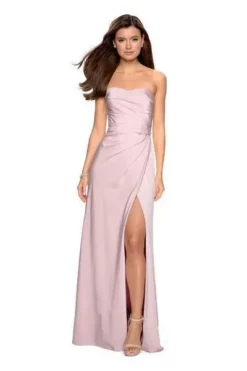 La Femme - 26794 Strapless Sweetheart Neckline Gown With High Slit