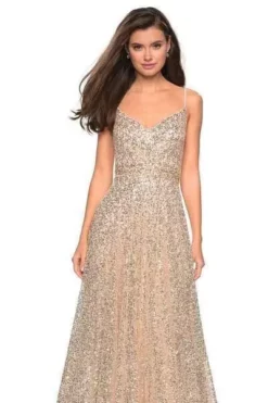 La Femme - 27747 Sequined V-neck A-line Dress -Hot Sale WEDDING Store la femme 27747 sequined v neck a line dress bridesmaid dresses 28908932333651