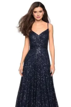 La Femme - 27747 Sequined V-neck A-line Dress -Hot Sale WEDDING Store la femme 27747 sequined v neck a line dress bridesmaid dresses 28908935413843
