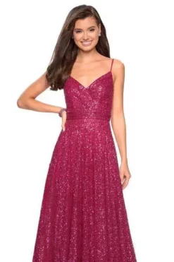 La Femme - 27747 Sequined V-neck A-line Dress -Hot Sale WEDDING Store la femme 27747 sequined v neck a line dress bridesmaid dresses 7049414279251