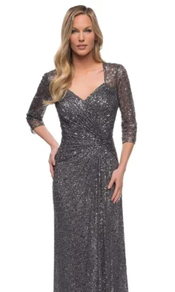 La Femme - 27930 V-Neck Sequin Embellished Dress -Hot Sale WEDDING Store la femme 27930 v neck sequin embellished dress mother of the bride dresses 28776550269011
