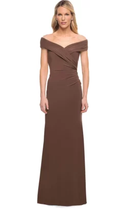 La Femme - 27959 Pleat-Ornate Off Shoulder Jersey Dress -Hot Sale WEDDING Store la femme 27959 pleat ornate off shoulder jersey dress mother of the bride dresses 2 cocoa 31762186862675