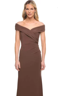 La Femme - 27959 Pleat-Ornate Off Shoulder Jersey Dress -Hot Sale WEDDING Store la femme 27959 pleat ornate off shoulder jersey dress mother of the bride dresses 31762186993747