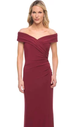La Femme - 27959 Pleat-Ornate Off Shoulder Jersey Dress -Hot Sale WEDDING Store la femme 27959 pleat ornate off shoulder jersey dress mother of the bride dresses 31762187452499
