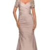 La Femme - 27989SC Sheer Lace Sleeve Sweetheart Neck Trumpet Dress