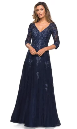 La Femme - 28000 V Neck Floral Lace A-Line Long Gown -Hot Sale WEDDING Store la femme 28000 v neck floral lace a line long gown mother of the bride dresses 14456572805203
